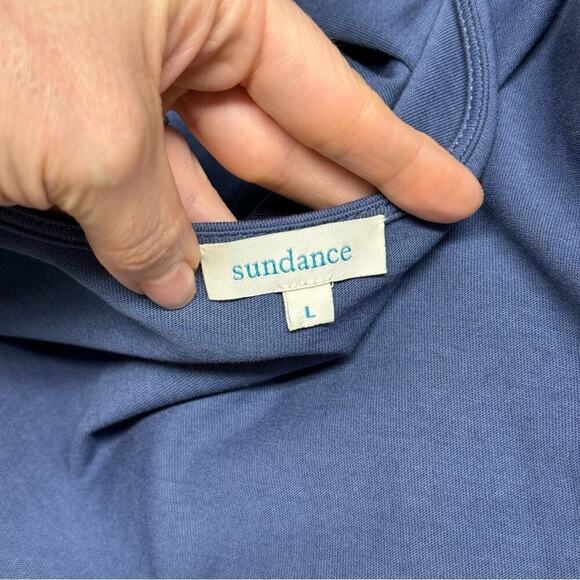 Sundance Always Right Dress Faux Wrap Womens Size L Blue Cotton Modal Midi - Picture 14 of 16